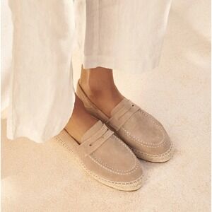 Manebi Suede Loafers‎ Espadrilles Hamptons Color: Vintage Taupe Size 38 EU 8 US